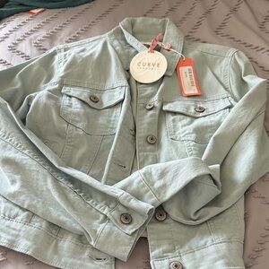 Curve Appeal Mint Jean Jacket
